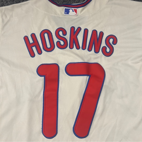 Philadelphia Phillies Majestic Jersey Men's Small MLB Baseball Rhys Hoskins #17 - Picture 7 of 8